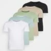 Pier One 5 Pack - T-Shirt Basic - White/Beige/Black -Pier One 0ad9552e06f244daa760b92b48f361e0