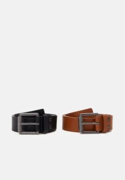 Pier One 2 Pack Unisex - Riem - Black/Cognac