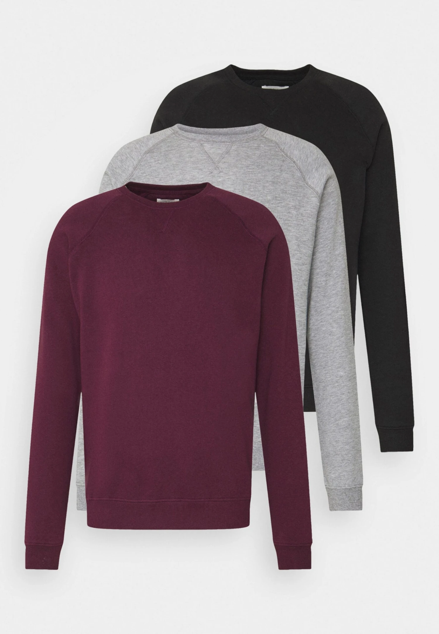 Pier One 3 Pack - Sweater - Bordeaux/Black/Grey 3 Pier One 3 Pack - Sweater - Bordeaux/Black/Grey